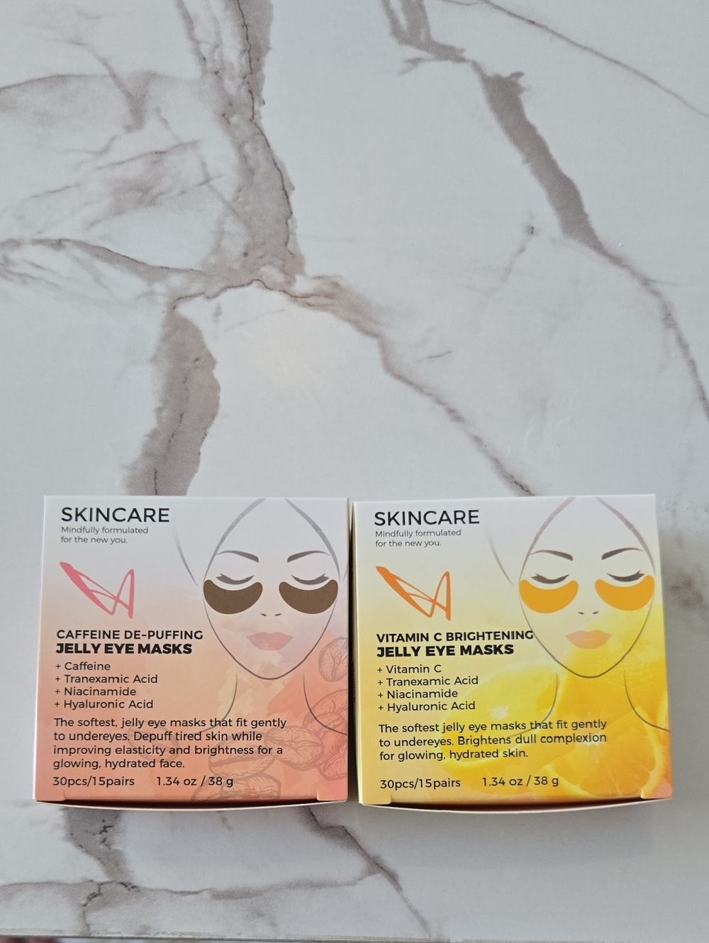 ❤❤️❤️Vitamin C Brightening & Caffeine De-Puffing Jelly Eye Mask - Yellow & Peach